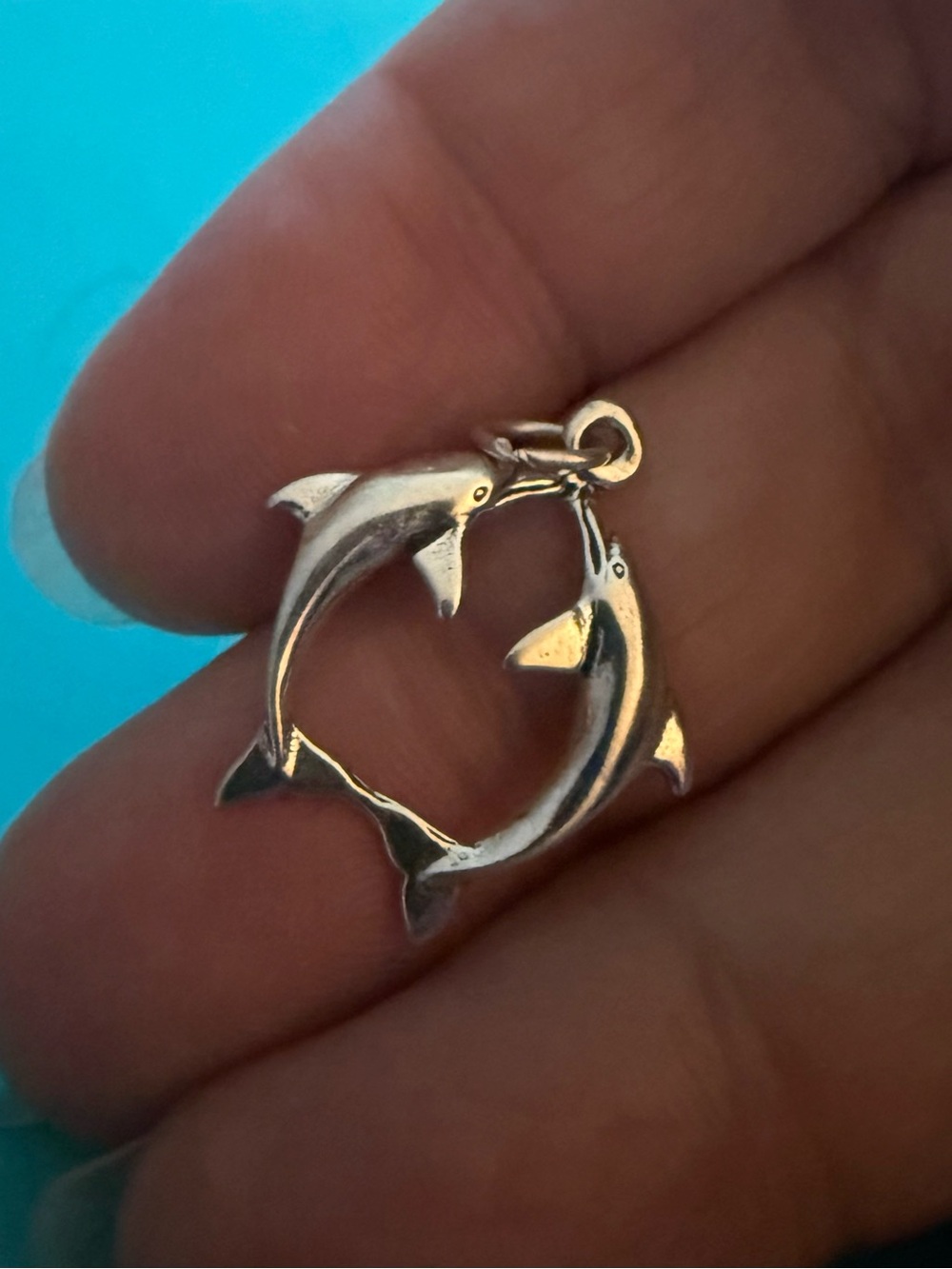 Sterling Silver Dolphin Pendant Charm - Silver